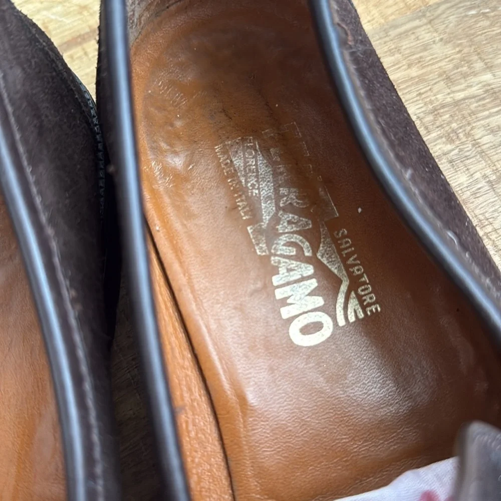 Salvatore Ferragamo Brown Suede Gancini Bit Loafers – Men’s Size 9
